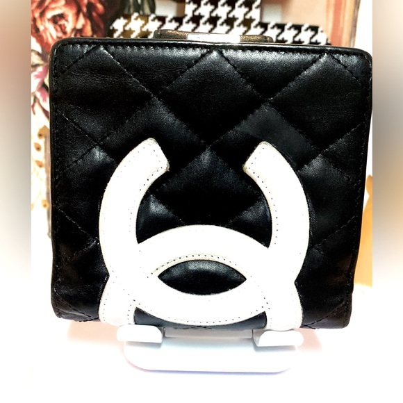 Chanel Cambon Line Bifold Wallet Black Pink CC Matelasse Leather - Picture 3 of 16